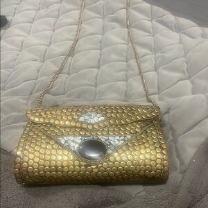 Gold Chain Shoulder Bag. Evening bag formal. Vintage chic